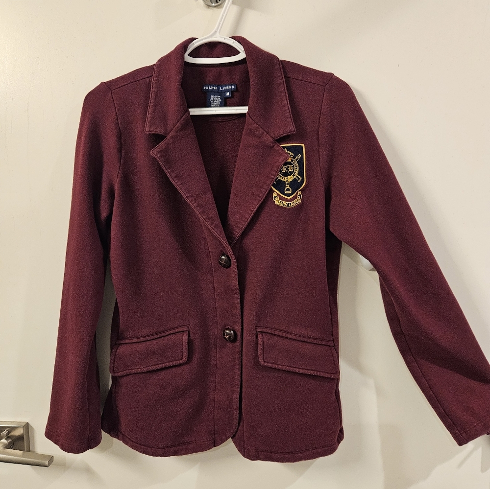 Ralph Lauren Blue Label Burgundy Blazer with Crest Patch - Picture 4 of 13